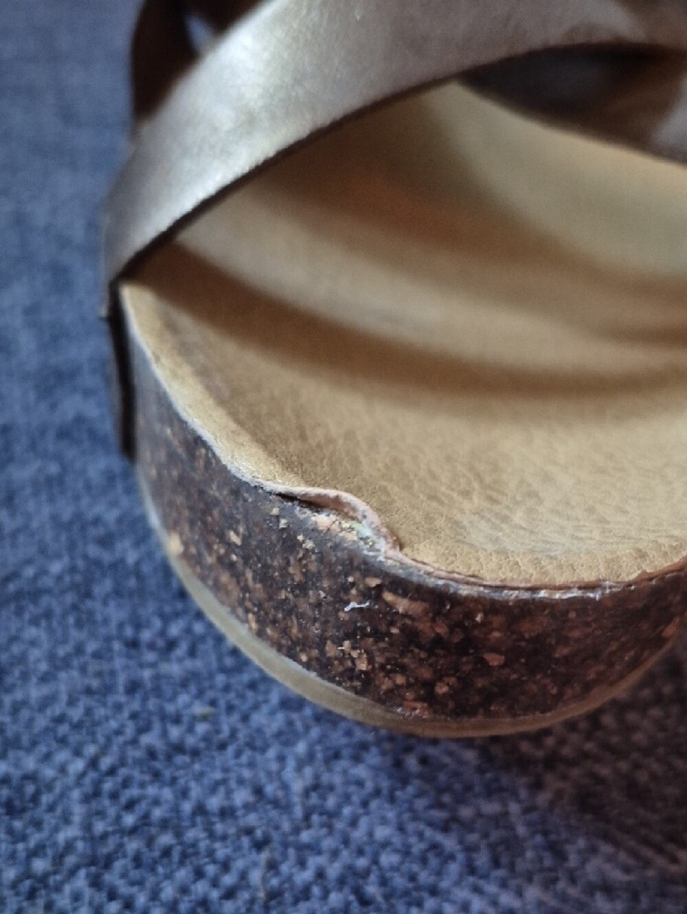 Women's Metallic Brown Crisscross Wedge Sandals - Picture 6 of 9